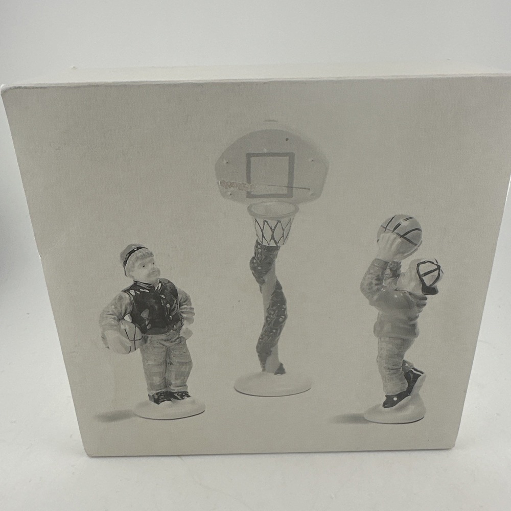 Dept. 56 Snow Village Holiday Hoops 54893 Handpainted Ceramic Accessory Set Of 3